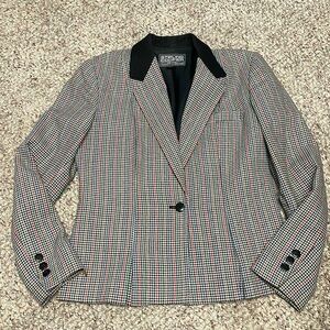 Vintage 80s wool plaid tailored blazer
